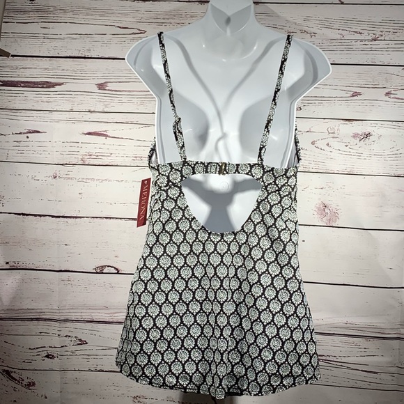 Merona Black and white mandala tankini TOP sz LG - Picture 4 of 6